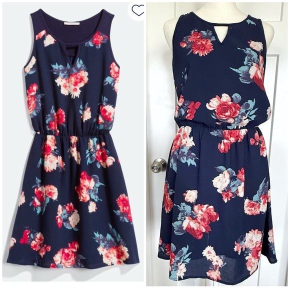 41 Hawthorn Dresses & Skirts - 41 Hawthorn Evander Navy Floral Keyhole Dress – XS